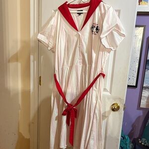 Disney for Unique Vintage White and Red Women's Dress